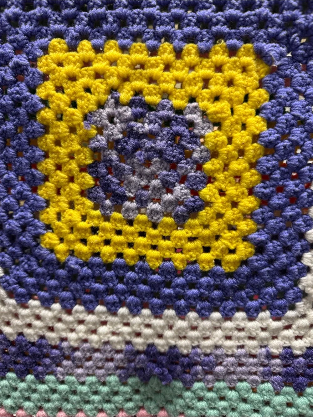 Colorful Multicolor Crochet Lap Blanket - Bright Striped Afghan Picot Edges